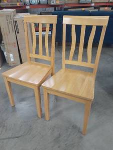 lot 56161 image: Pair of Nice Oak Finish Dining Chairs