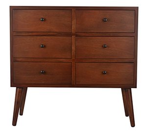 lot 35212 image: Decor Therapy Mid Century Six Drawer Accent Chest Wood Light Walnut (FR6321)
