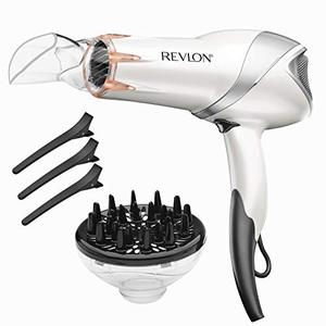 lot 35221 image: REVLON 1875 Watts Infrared Heat Hair Dryer for Max Drying Power, White
