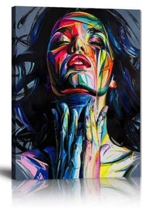 lot 35232 image: Yatsen Bridge Banksy Street Art Colorful Graffiti Posters Painted Woman Graffiti Canvas Paintings Wall Decor for Living Room Pictures Printing Pop Art Framed Modern Home Decor Artwork(30W x 40H)
