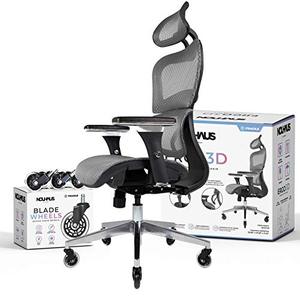 lot 35238 image: NOUHAUS Ergo3D Ergonomic Office Chair - Rolling Desk Chair with 3D Adjustable Armrest, 3D Lumbar Support and Blade Wheels - Mesh Computer Chair, Gaming Chairs, Executive Swivel Chair (Gray)