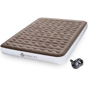 lot 35248 image: Etekcity Camping Air Mattress, Inflatable Mattress Air Bed Queen Twin with Rechargeable Pump, Leak-Proof Blow Up Mattress Raised Airbed , Height 9, Storage Bag , Brown