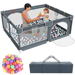 lot 35253 image: Baby Playpen,Kids Large Playard with 50PCS Pit Balls,Indoor & Outdoor Kids Activity Center,Infant Safety Gates with Breathable Mesh,Sturdy Play Yard for Toddler,Childrens Fences Packable & Portable