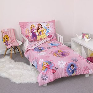 lot 35272 image: Disney Pretty Princess Toddler Bed, 4 Piece Set, Pink