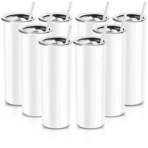 lot 35278 image: XccMe 30 oz Sublimation Blanks,Skinny Stainless Steel Tumbler,Double Wall Slim Insulated Tumbler with Lid, Skinny Cups with Straw, for Travel Mug, Coffee, Tea, Beverages (White 8)
