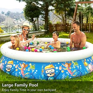 lot 35313 image: Jasonwell Inflatable Kids Kiddie Pool - Wading Pool for Toddler Durable Swimming Pool Family Above Ground Pool Summer Outside Round Pools for Children Adults Garden Backyard (80.7Wx18.5H)