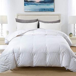 lot 35325 image: Cosybay 100% Cotton Quilted Down Comforter White Goose Duck Down and Feather Filling All Season Duvet Insert or Stand-Alone King Size (106x90 Inch)