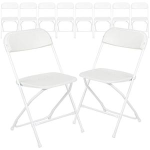 lot 35349 image: Flash Furniture Hercules Series Plastic Folding Chair - White - 10 Pack 650LB Weight Capacity Comfortable Event Chair-Lightweight Folding Chair