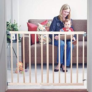 lot 35351 image: Toddleroo by North States 42 Stairway Swing Baby Gate, Ideal for Standard Stairways, Swing Control Hinge & One Hand Operation, Hardware Mount, Fits 28- 42 Wide, Sustainable Hardwood, 30 Tall