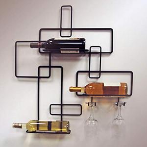 lot 35354 image: J&J Wire Contemporary Wine Bottle and Glass Holder