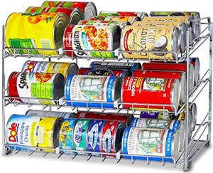 lot 35359 image: SimpleHouseware Stackable Can Rack Organizer, Chrome