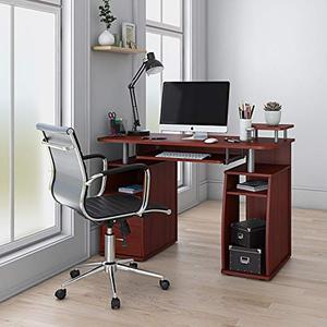 lot 35380 image: Techni Mobili Complete Computer Workstation Desk With Storage, Mahogany, 48 W x 22 D x 34 H