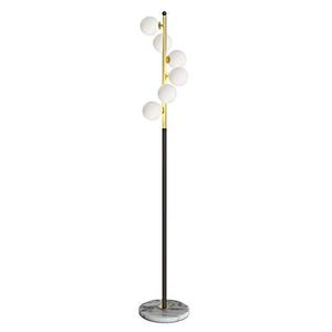lot 35384 image: Hsyile Lighting KU300205 White Glass Shade and Marble Base Elegant Modern Creative Floor Lamp for Living Room,Bedroom,Office,6 Lights