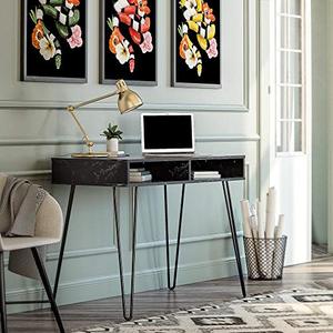 lot 35395 image: Novogratz Athena Computer Storage, Black Marble Desk