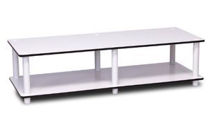 lot 35410 image: Furinno Just No Tools Wide TV Stand, White