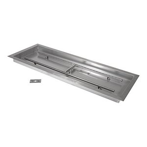 lot 35411 image: Celestial Fire Glass 36 x 12 Drop-in Fire Pit Pan wH-Burner, Stainless Steel, 165k BTU