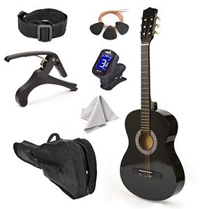 lot 35413 image: Left Handed Wood Guitar with Case and Accessories for Boys Girls Teens Beginner 38 (Black)