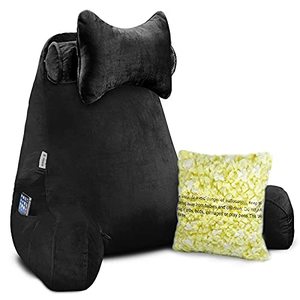 lot 35424 image: Vekkia Premium Soft Reading & Bed Rest Pillow with Higher Support Arm, Pocket, Free Neck Pillow. Back Support for ReadingRelaxingWatching TV