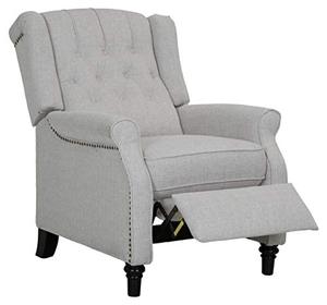 lot 35429 image: Amazon Brand Ravenna Home Pritchard Classic Recliner with Nailhead Trim (29.1W) - Light Gray
