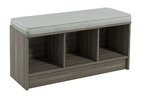 lot 35430 image: ClosetMaid 3258 Cubeicals 3-Cube Storage Bench, 14.01 x 35.27 x 18.5 inches, Natural Gray