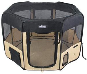 lot 35443 image: EliteField 2-Door Soft Pet Playpen, Exercise Pen, Multiple Sizes and Colors Available for Dogs, Cats and Other Pets (62 x 62 x 30H, BlackBeige)