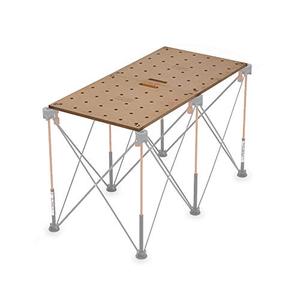 lot 35445 image: Bora Centipede Workbench Table Top For Bora Centipede Work Stand Saw Horses - 24 x 48 - Includes Wood Top with 34 Dog Holes  6 Quick-Twist Lock Handles for Portable, Temporary Work Bench, CK22T