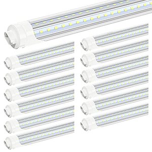 lot 35500 image: JESLED R17DHO 8FT LED Bulbs - (12 Pack) Rotate V Shape, 5000K Daylight 72W, 7200LM, 110W Equivalent F96T12DWHO, Clear Cover, T8T10T12 Replacement, Dual-End Powered, Ballast Bypass