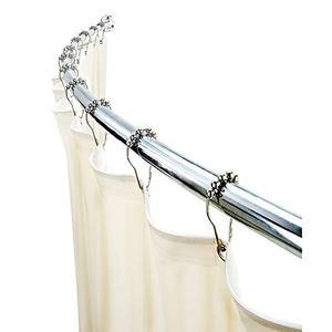 lot 35506 image: Bath Bliss, Easy to Install Wall Mounted Adjustable Curved Bathroom Shower Curtain Rod, 42-72, 33% More Space, Chrome