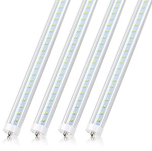 lot 35508 image: JESLED T8T10T12 8FT LED Tube Light Bulbs, 50W 6000LM, 5000K Daylight White, 8 Foot Single Pin FA8 LED Fluorescent Replacement for Shops Garage Light Fixtures, Ballast Bypass (4-Pack)