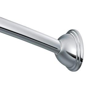 lot 35521 image: Moen CSR2165CH 5-Foot Curved Fixed Mount Shower Curtain Rod with Pivoting Flanges, Chrome