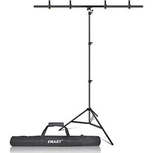 lot 35525 image: EMART T-Shape Portable Background Backdrop Support Stand Kit 5ft Wide 8.5ft Tall Adjustable Photo Backdrop Stand with 4 Spring Clamps