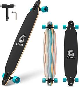 lot 35536 image: Gonex Longboard Skateboard, 42 Inch Drop Through Long Board Complete 9 Ply Maple Cruiser Carver for Girls Boys Teens Adults Beginners, Ocean Blue