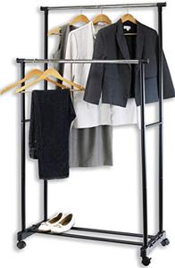 lot 35552 image: SimpleHouseware Double Rod Portable Clothing Hanging Garment Rack