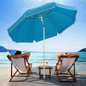 lot 35563 image: SERWALL 6.5FT Beach Umbrella UV 50 Outdoor Portable Sunshade Umbrella with Sand Anchor, Push Button Tilt and Carry Bag for Patio Outdoor Garden Beach (Sky Blue)