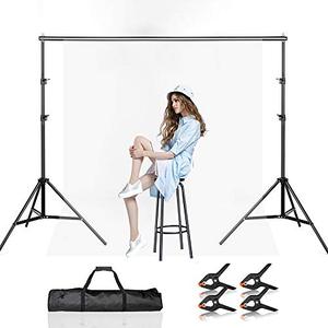 lot 35583 image: BEIYANG Backdrop Stand,7.5FTx10FT Adjustable Photography Studio Background Support System Kit with Carrying Bag for Photo Video Shooting