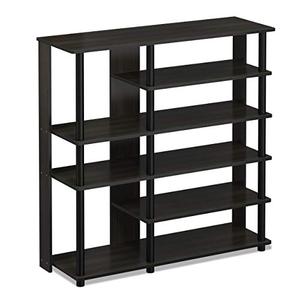 lot 35454 image: FURINNO Turn-N-Tube Multi Storage Shoe Rack, 35.2W 6-Tier, EspressoBlack,17082EXBK