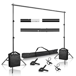 lot 35465 image: SH Backdrop Stand, 6.5 x 10 ft Adjustable Heavy Duty Photography Background Support System Kit with Spring Clamp, Sand Bag, Carry Bag, for Photo Video Studio