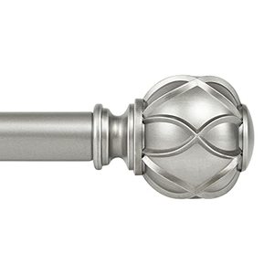 lot 35466 image: KAMANINA 1 Inch Curtain Rod Telescoping Single Drapery Rod 36 to 72 Inches (3-6 Feet), Netted Texture Finials, Antique Silver