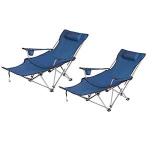 lot 35467 image: JEAOUIA Folding Camping Chair for Adults - Heavy Duty Portable Lawn Chairs Support 300 LBS with Removable Footrest - Outdoor Arm Chair with Cup Holder Pillow and Carry Bag(2 Pack)