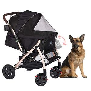 lot 35476 image: HPZ Pet Rover XL Extra-Long Premium Heavy Duty DogCatPet Stroller Travel Carriage with Convertible CompartmentZipperless EntryPump-Free Rubber Tires for Small, Medium, Large Pets (Black)
