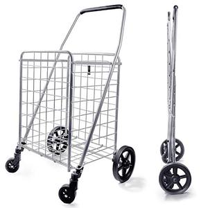 lot 35483 image: Wellmax WM99024S Grocery Utility Shopping Cart, Easily Collapsible and Portable to Save Space and Heavy Duty, Light Weight Trolley with Rolling Swivel Wheels