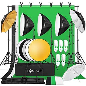 lot 35486 image: LOMTAP Photography Softbox Light Kit Photo Studio Lighting Kit 6.5ftx9.8ft Background Support System with Stand Backdrop Softboxes Umbrella Reflector for Photo Video Shooting