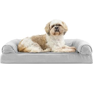 lot 35494 image: Furhaven Orthopedic Pet Bed for Dogs and Cats - Sofa-Style Plush Fur and Suede Couch Dog Bed with Removable Washable Cover, Gray, Medium