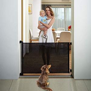 lot 35601 image: EasyBaby Products Indoor Outdoor Retractable Baby Gate, 33 Tall, Extends up to 55 Wide, Black