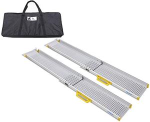 lot 35606 image: Ruedamann 6 x 8.9 Portable Aluminum Wheelchair Ramp,Telescoping Non-Skid Ramp for Wheelchair,Home, Steps,Stairs,Doorways,1 Set with Bag, 600lbs Capacity(MR10719-6)