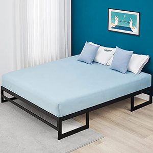lot 35608 image: SAYGOER Metal Platform Bed Frames Heavy Duty Steel Slat Support Mattress Foundation No Box Spring Needed Non-Slip Noise Free Bed Base Easy Assembly, Queen Size