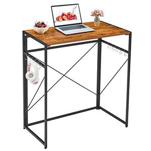 lot 35618 image: Mr IRONSTONE 31.5 Folding Computer Desk, High Table Standing Desk Workstation Easy Assembly Small Bar Table for Pub Dining Coffee Kitchen Narrow Space (Vintage)
