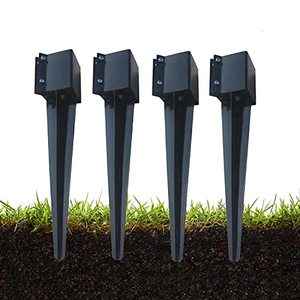lot 35625 image: MTB Fence Post Anchor Ground Spike Metal Black Powder Coated 24 x 4 x 4 Inches Outer Diameter (Inner Diameter 3.5 x3.5 Inches), Pack of 4