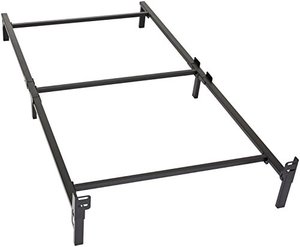 lot 35626 image: Amazon Basics Metal Bed Frame, 6-Leg Base for Box Spring and Mattress Set - Twin, Tool-Free Easy Assembly