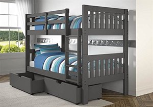 lot 35628 image: Drawers Only Donco Kids Mission Bunk Dual Under Bed Drawers, TwinTwinTwin, Dark Grey